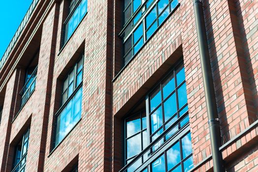 modern brick high building close-up elements