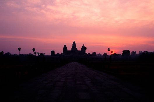 Film scan,Angkor Wat temple in Cambodia.  is the largest Hindu temple complex and religious monument in the world