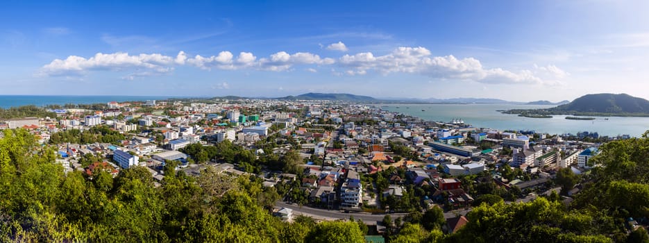 Songkhla city from top view Panorama at Tang Kuan Hilltop at  Thailand