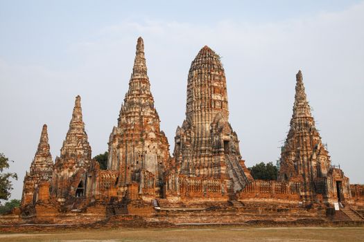 Wat Chaiwatthanaram Buddhist temple in the city of Ayutthaya Historical Park, Thailand. Ayutthaya's best known temples and a major tourist attraction.