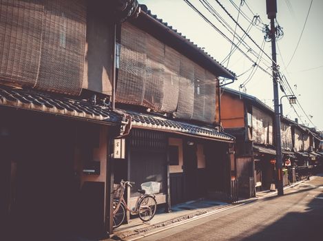 Traditional japanese houses in the Gion district, Kyoto, Japan