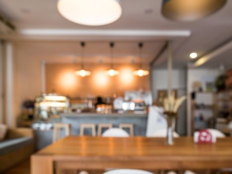 Defocus interior of coffee and bakery shop for use as background