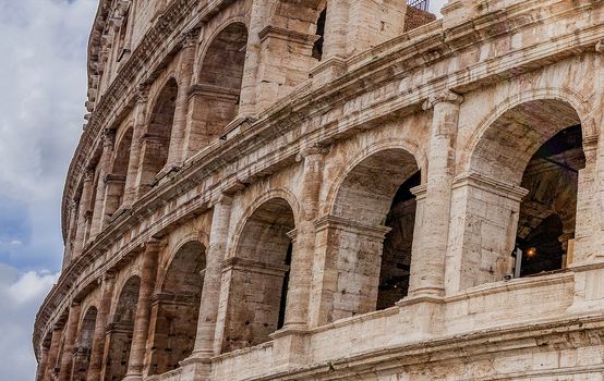 architectural detail of the colosseum in Rome