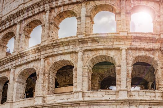 architectural detail of the colosseum in Rome