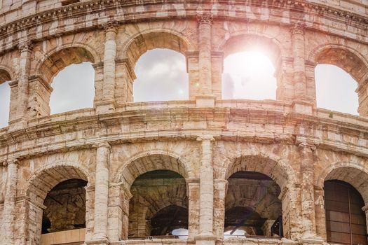 architectural detail of the colosseum in Rome