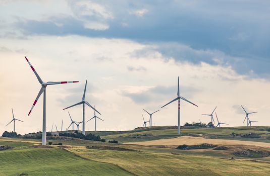 series of wind turbines on the italian landsdape