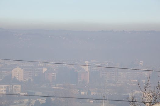 Smog and airpoluton air polution, Europe, Serbia, Valjevo city