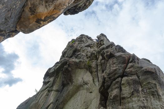 The Externsteine, striking sandstone rock formation in the Teutoburg Forest, Germany, North Rhine Westphalia