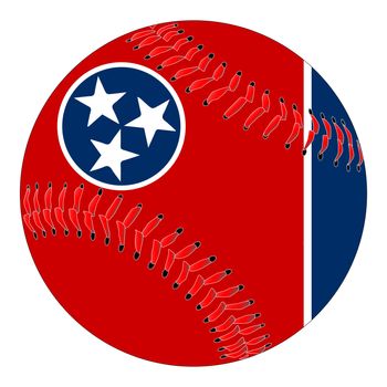 A new white baseball with red stitching with the Tennessee state flag overlay isolated on white