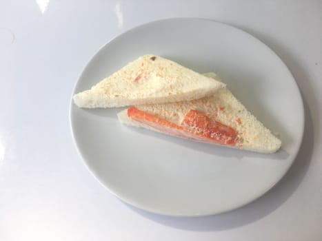 Crab Sandwich in Ceramic White Plate