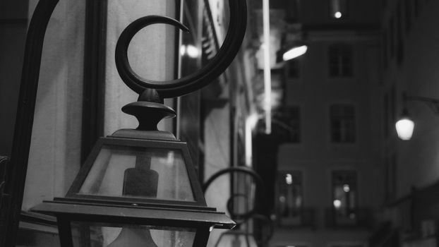 Lamp street lantern in vintage style night photo