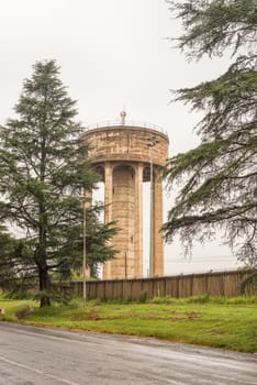 A concrete water reservoir tower in Howick in the Kwazulu-Natal Midlands Meander of South Africa