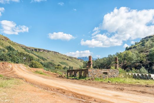 Ruin from the historic trading post on the road to the Sani Pass border post near Himeville, in the Kwazulu-Natal Province