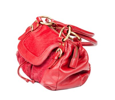 Red woman's purse isolated on white background
