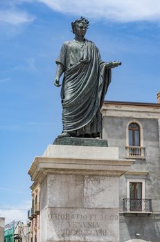 Venosa, Italy. Statue of Horace, famous Roman lyric poet in his hometown