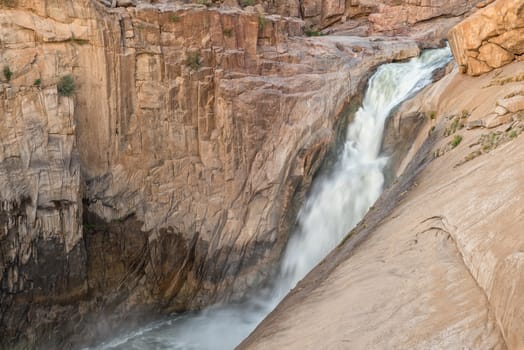 The main Augrabies waterfall at sunset, Northern Cape Province of South Africa