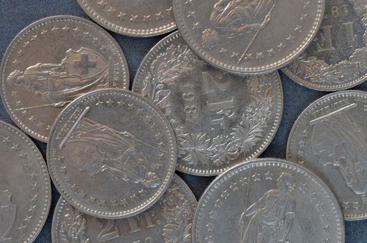 Swiss franc coins.