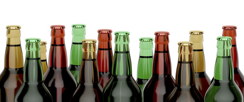 Many beer bottles with different colors