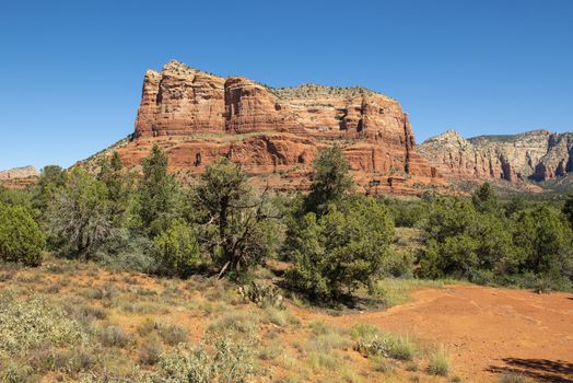 View of Courthouse Butte from Red Rock Scenic Byway in Sedona, Arizona