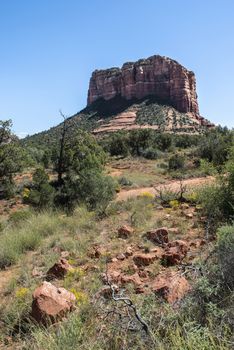 View of Bell Rock from Red Rock Scenic Byway in Sedona, Arizona