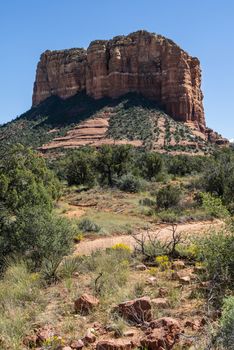 View of Bell Rock from Red Rock Scenic Byway in Sedona, Arizona