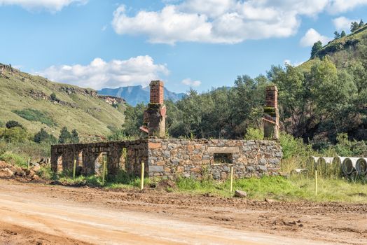 Ruin from the historic trading post on the road to the Sani Pass border post near Himeville, in the Kwazulu-Natal Province