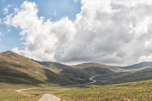 Black Mountain Pass in Lesotho. The highest point of the pass is 3240 meter above sea level.