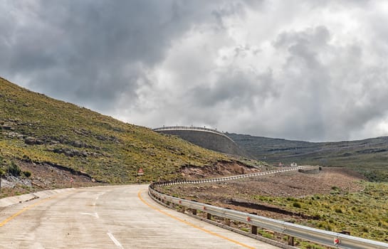 Black Mountain Pass in Lesotho. The highest point of the pass is 3240 meter above sea level.