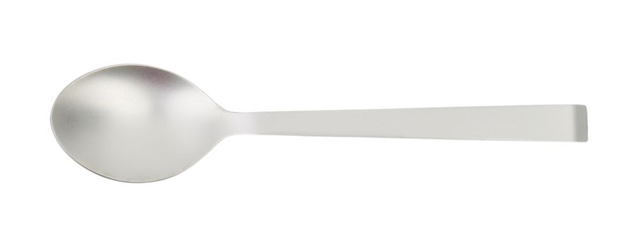small metal spoon on white background