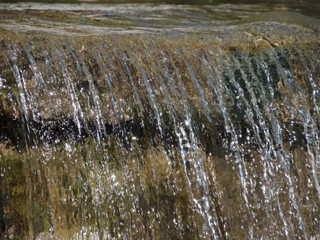 Waterfall in Drain Canal with Melting Water from Mountains