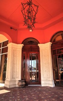 Naples, Florida, USA – April 29, 2018: Colorful hallway and foyer along 3rd street along the harbor in Naples, Florida