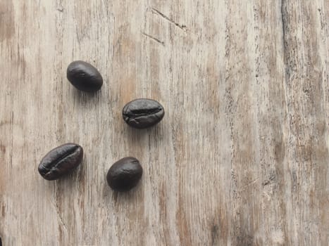 Fresh Coffee beans on wooden boards