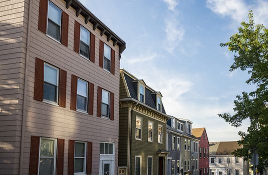 Nice Charlestown district, residential area near the Bunker Hill in Boston, Massachusetts, USA.