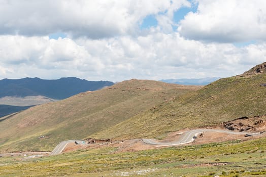 Black Mountain Pass in Lesotho. The highest point of the pass is 3240 meter above sea level.