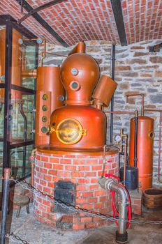 Detail of copper plant for distilling schnapps.