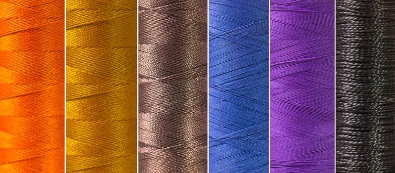 abstract background of a multi-colored silk thread texture