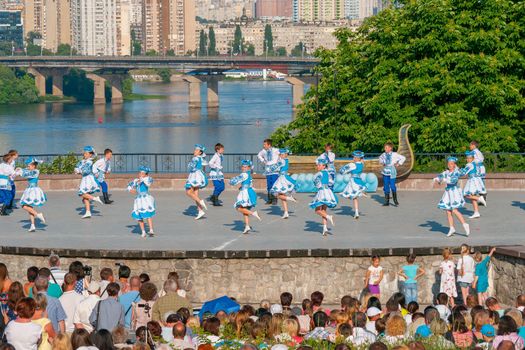 KIEV, UKRAINE - July 20, 2016 : Folklore dances girls and boys the dancing hopak of International tournament