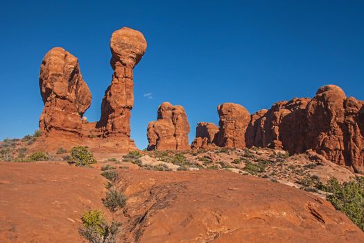 Interesting rock formations in the Devils Garden Area of Arches National Park, Utah