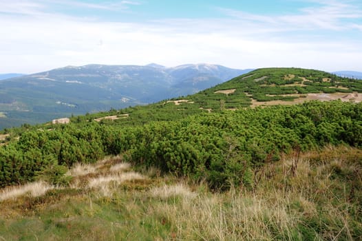 View of the rocky landscape of the Krkonose