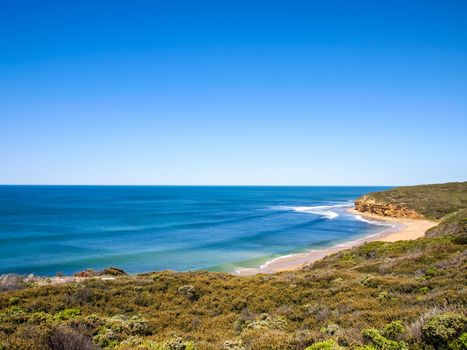 Beautiful view of Bells beach, famous landmark along the Great Ocean Road, Australia
