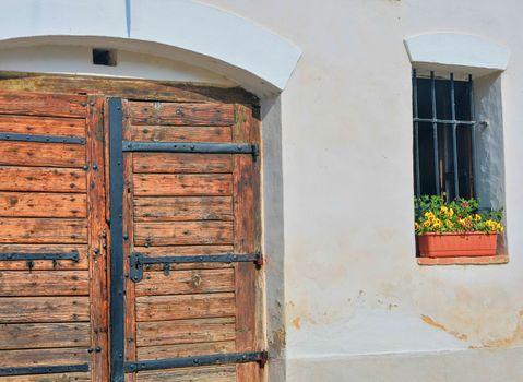 Classical wine cellar in Europe. Wine scenary.  Outdoor view. 