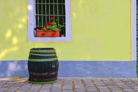 Old rustic wine barrel.. Wine background in Europe. Czech Republic, South Moravia