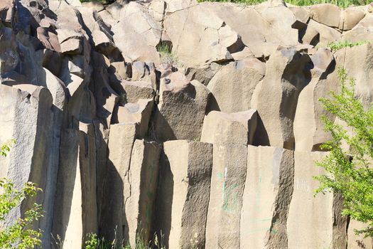 Basalt columns landscape rock background in Ukraine
