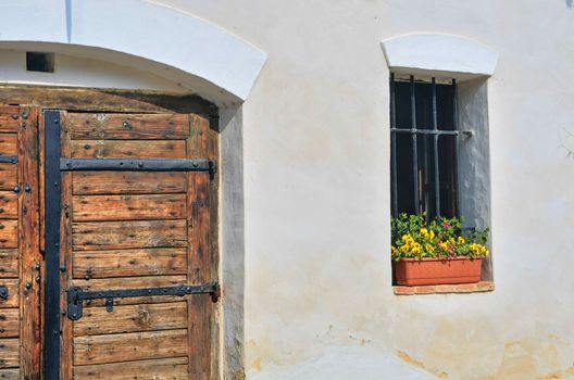 Classical wine cellar in Europe. Wine scenary.  Outdoor view. 