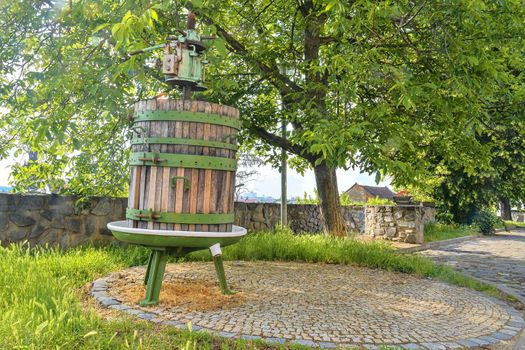 Old wine press. Wine background in Czech Republic, South Moravia. 