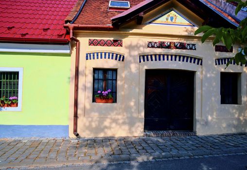 Old rustic wine cerral. Wine background in Europe. Czech Republic, South Moravia. 