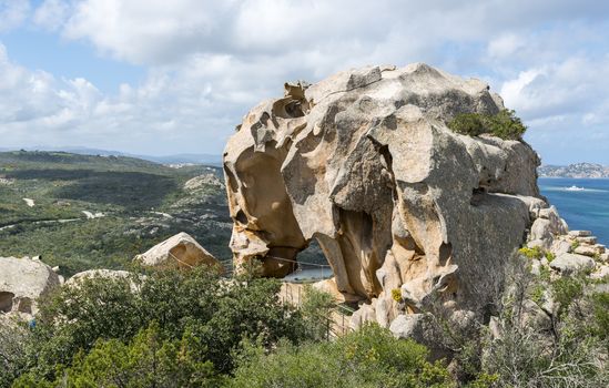 Capo d'Orso in Sardinia, Italy, als called the bear rock, lot of tourists visit this landmark every year