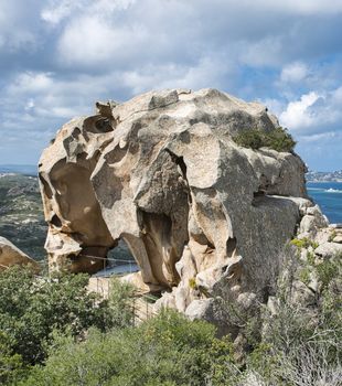 Capo d'Orso in Sardinia, Italy, als called the bear rock, lot of tourists visit this landmark every year