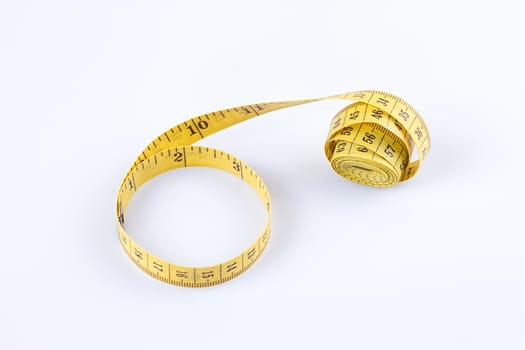 measure tape yellow isolated on white background