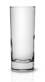 Empty tall narrow glass isolated on white background